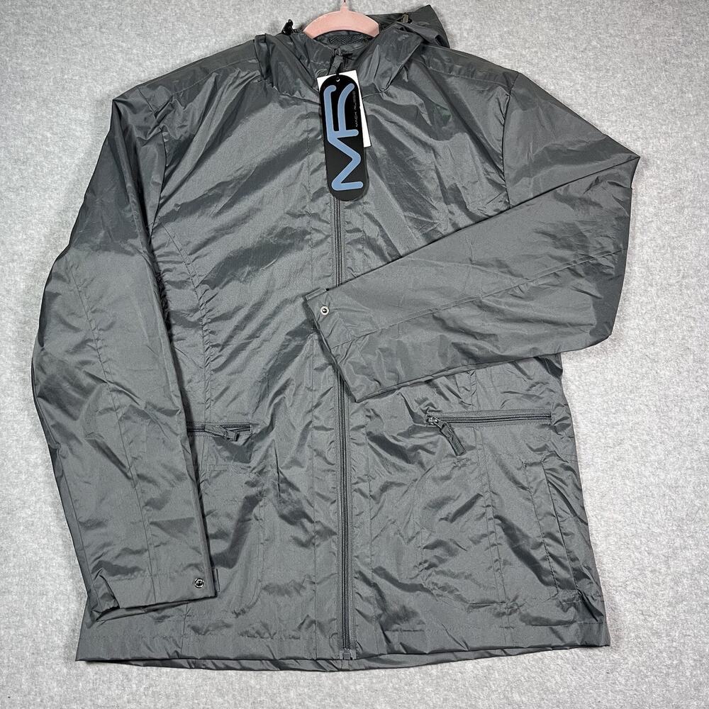 Mack Russo Lightweight Windbreaker Water Resistant Jacket Gray Mens XL Hooded